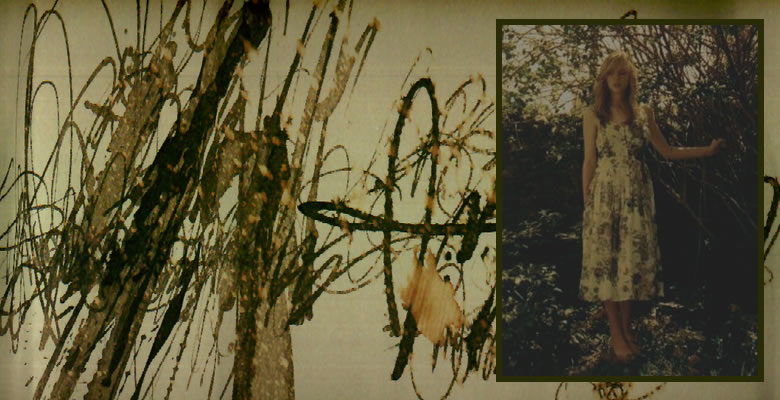 Photograph of the designer in her garden.